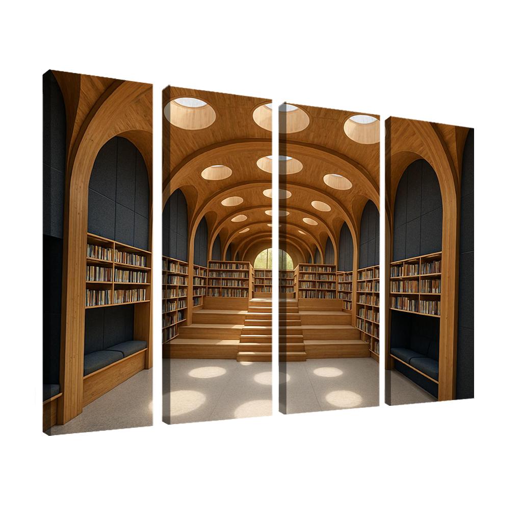 Timber Vault Library With Daylight Constellations decor