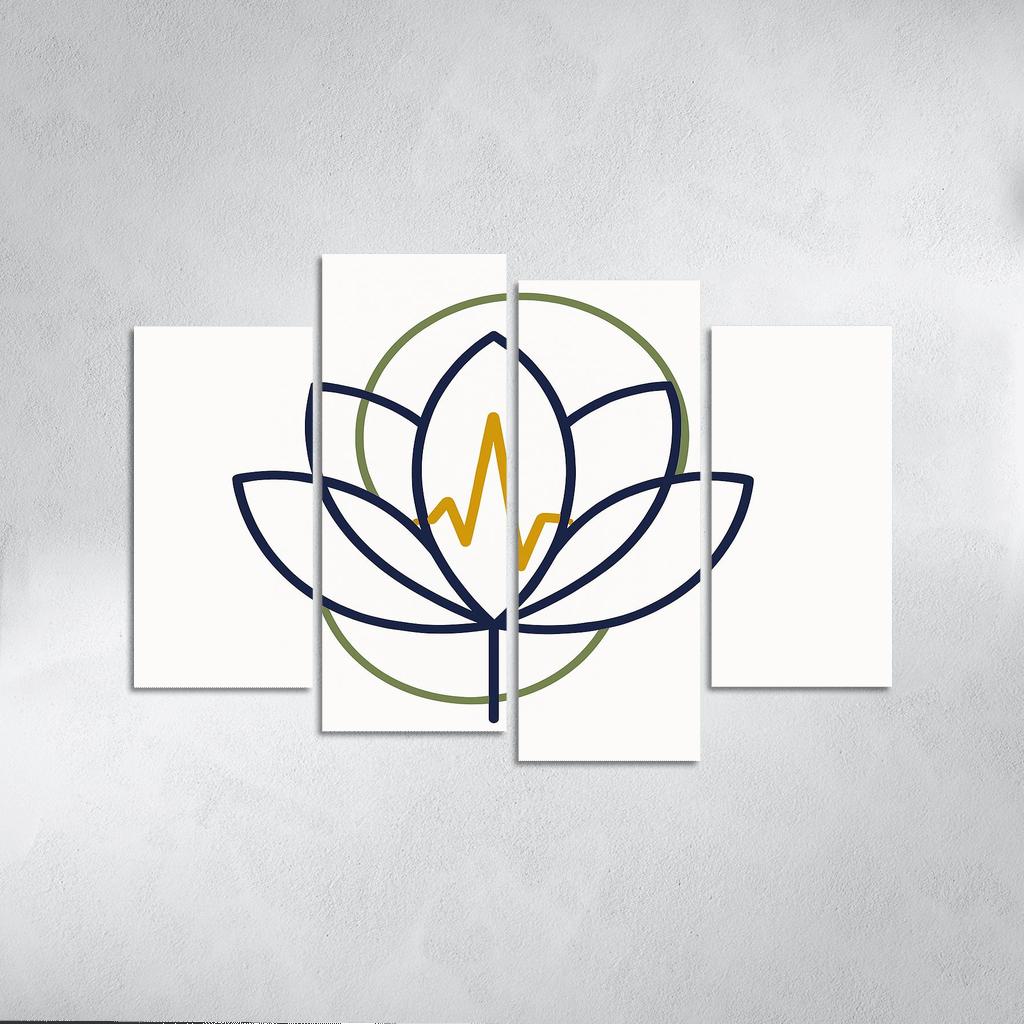 Botanical Pulse Geometry multi-panel paintings