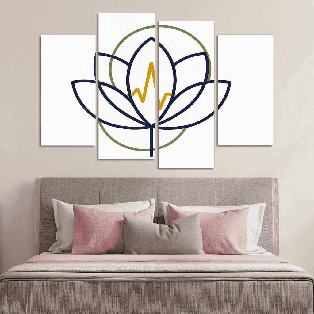 Botanical Pulse Geometry multi-panel paintings