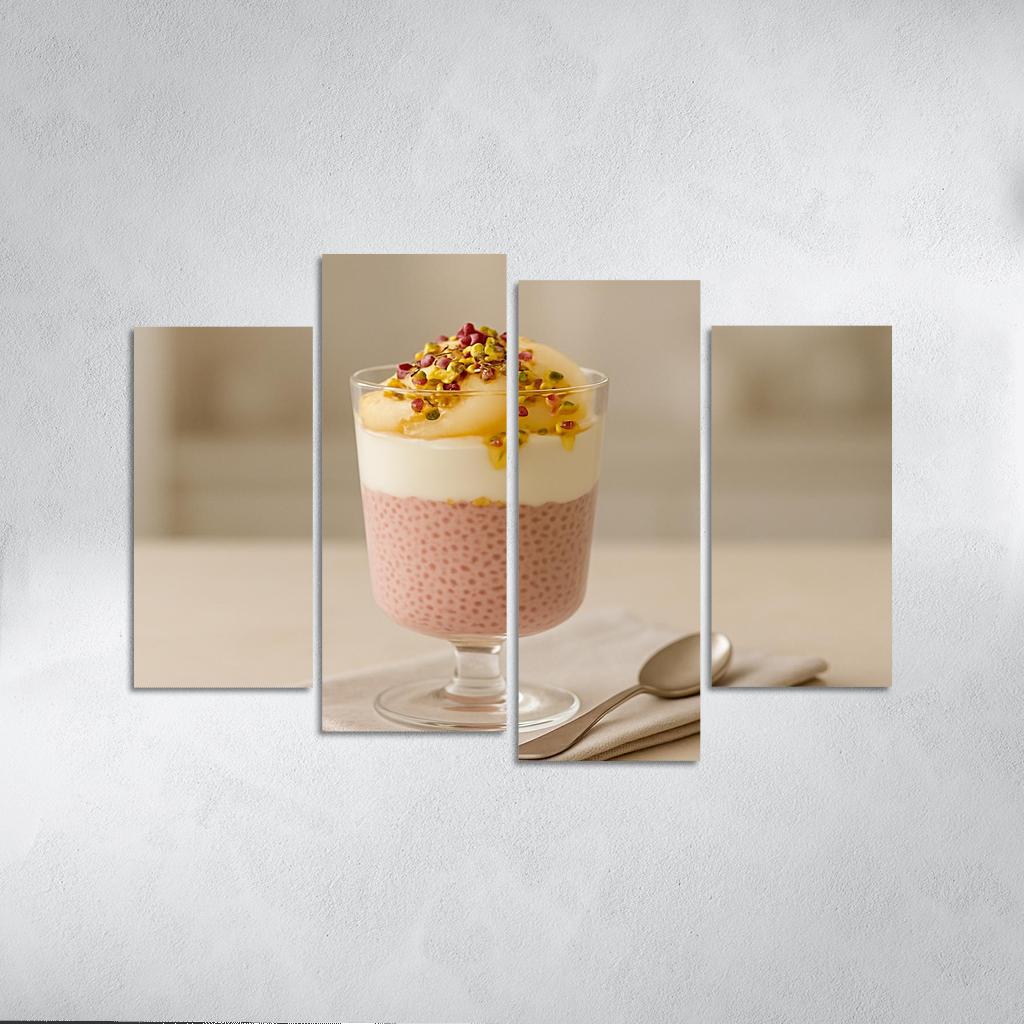 Rose Cardamom Chia Pudding Parfait With Poached Pear And Pistachio Crunch custom paintings frame