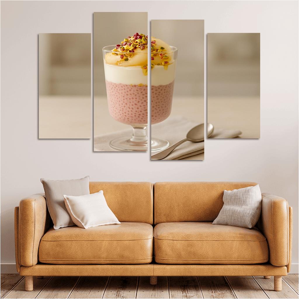 Rose Cardamom Chia Pudding Parfait With Poached Pear And Pistachio Crunch custom paintings frame