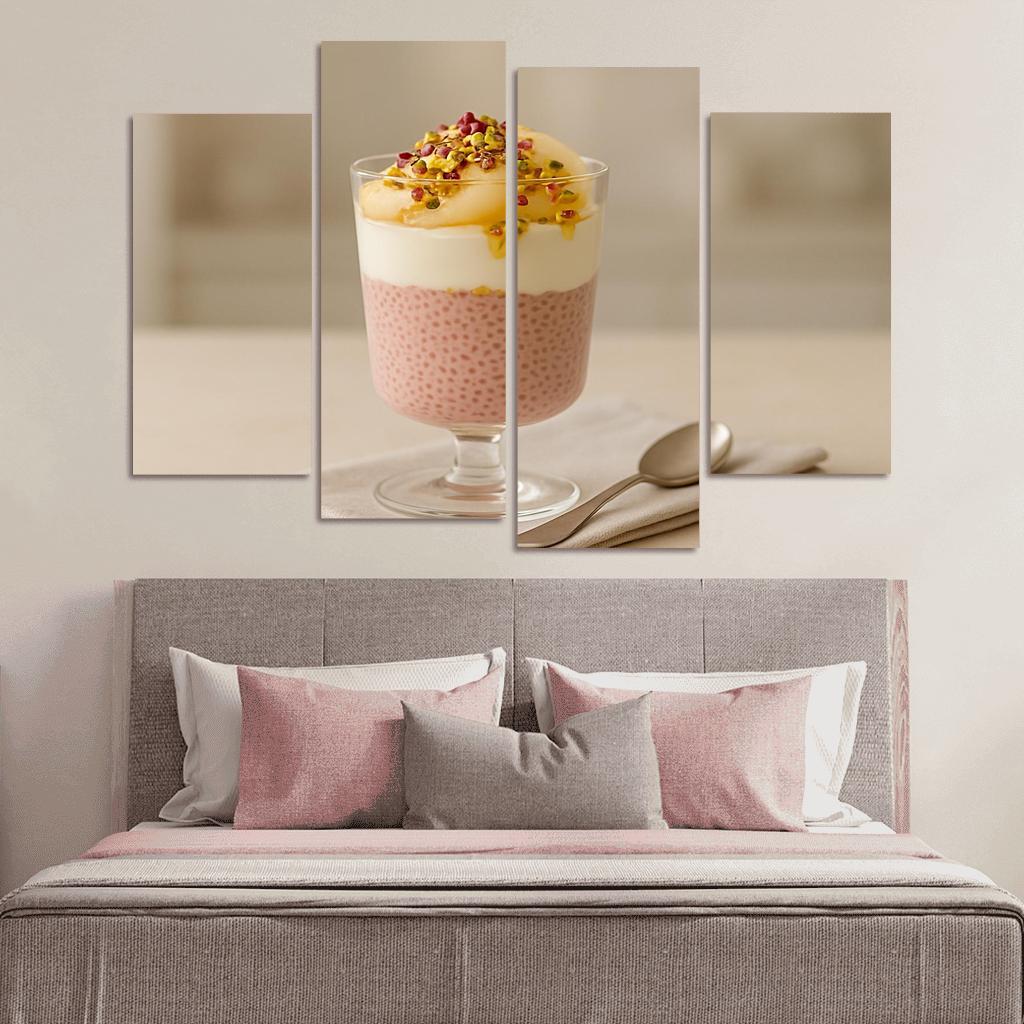 Rose Cardamom Chia Pudding Parfait With Poached Pear And Pistachio Crunch custom paintings frame