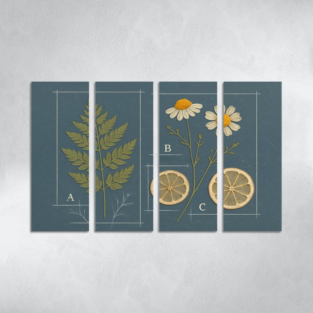 Herbarium Blueprint Collage With Pressed Petals custom paintings frame