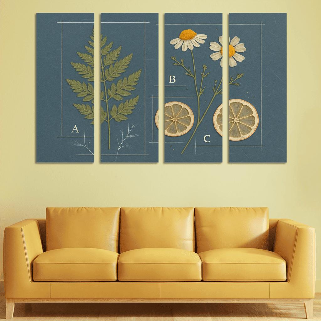 Herbarium Blueprint Collage With Pressed Petals custom paintings frame