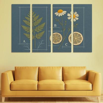 Herbarium Blueprint Collage With Pressed Petals custom paintings frame