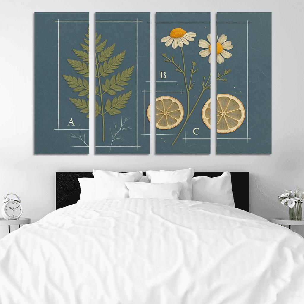 Herbarium Blueprint Collage With Pressed Petals custom paintings frame