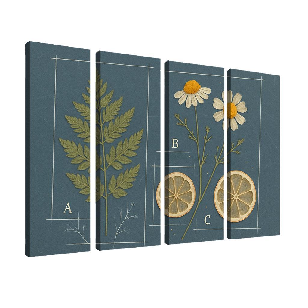 Herbarium Blueprint Collage With Pressed Petals custom paintings frame