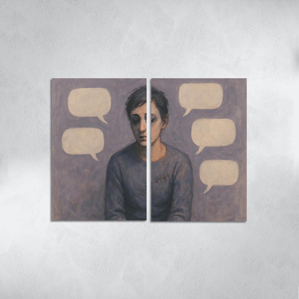 Invisible Scars Mental Health And The Weight Of Silence multi-panel paintings