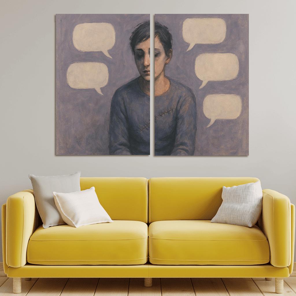 Invisible Scars Mental Health And The Weight Of Silence multi-panel paintings