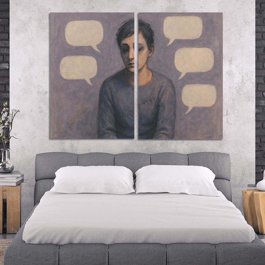 Invisible Scars Mental Health And The Weight Of Silence multi-panel paintings
