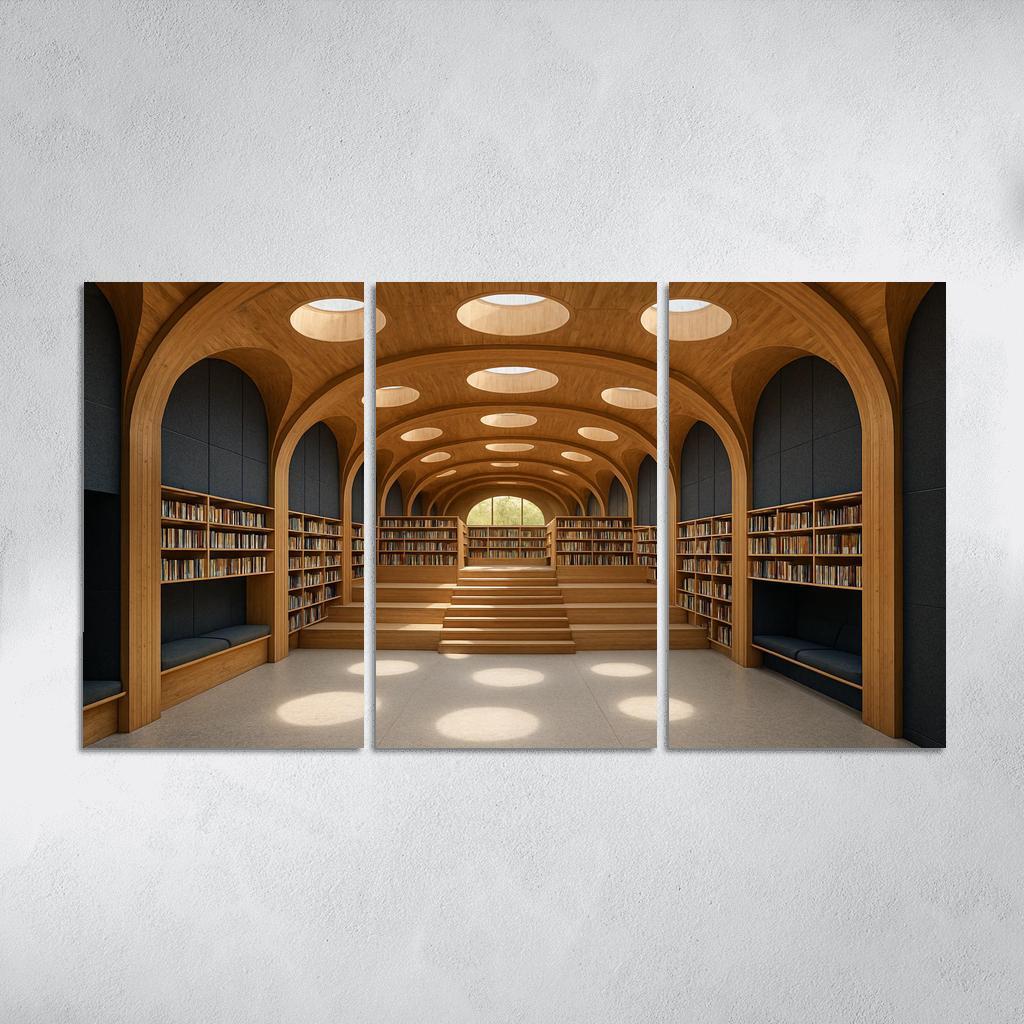 Timber Vault Library With Daylight Constellations decor