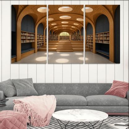 Timber Vault Library With Daylight Constellations decor