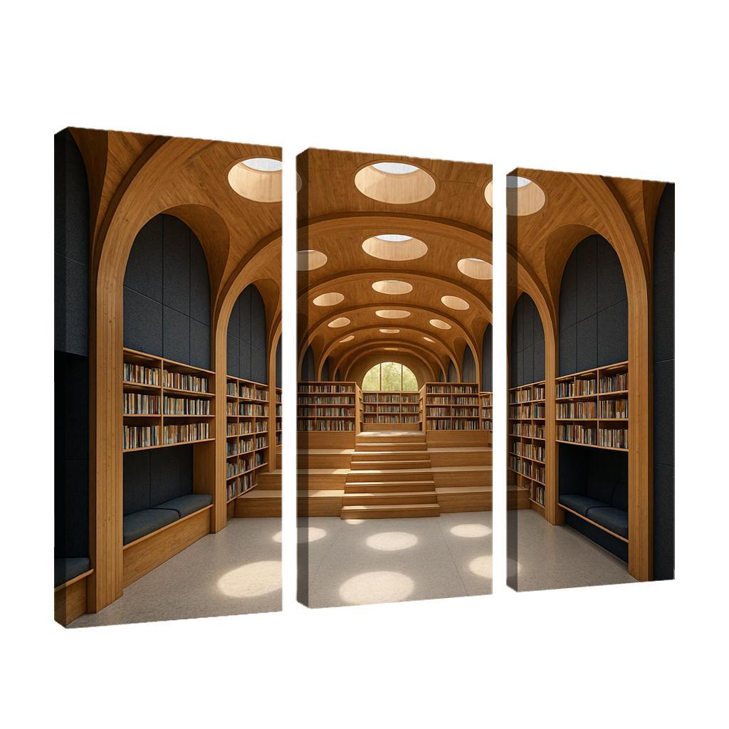 Timber Vault Library With Daylight Constellations decor