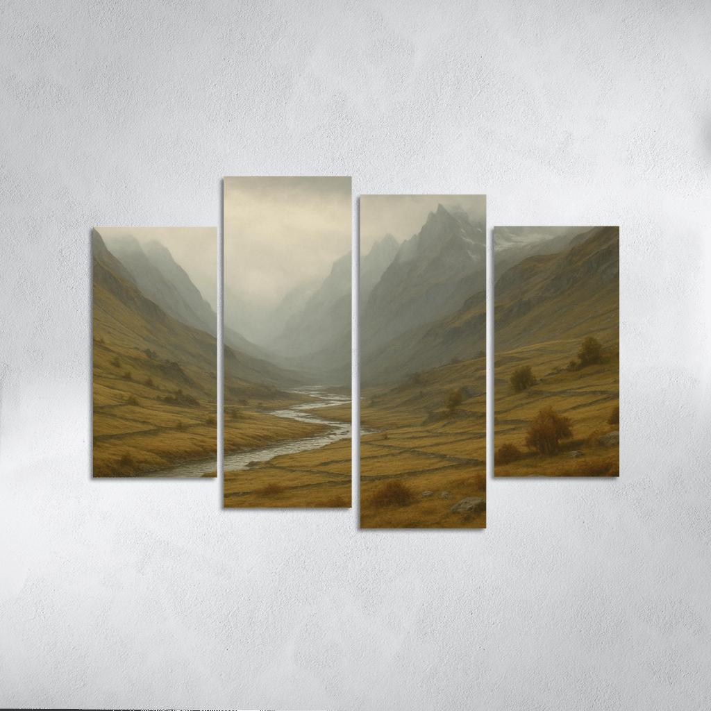 Autumn Mist Over A Terraced Alpine Valley oil paintings frame