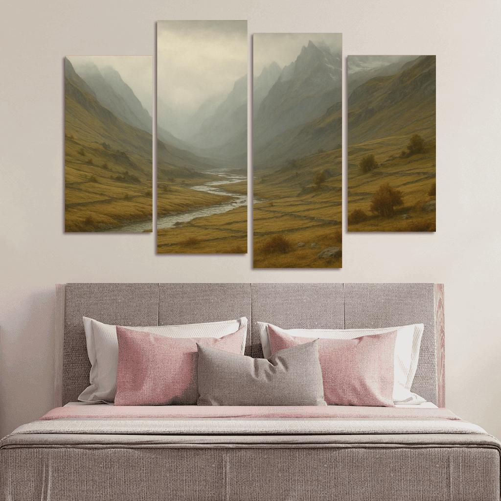 Autumn Mist Over A Terraced Alpine Valley oil paintings frame