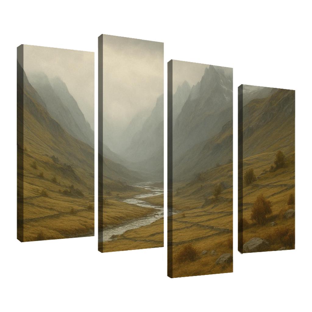 Autumn Mist Over A Terraced Alpine Valley oil paintings frame
