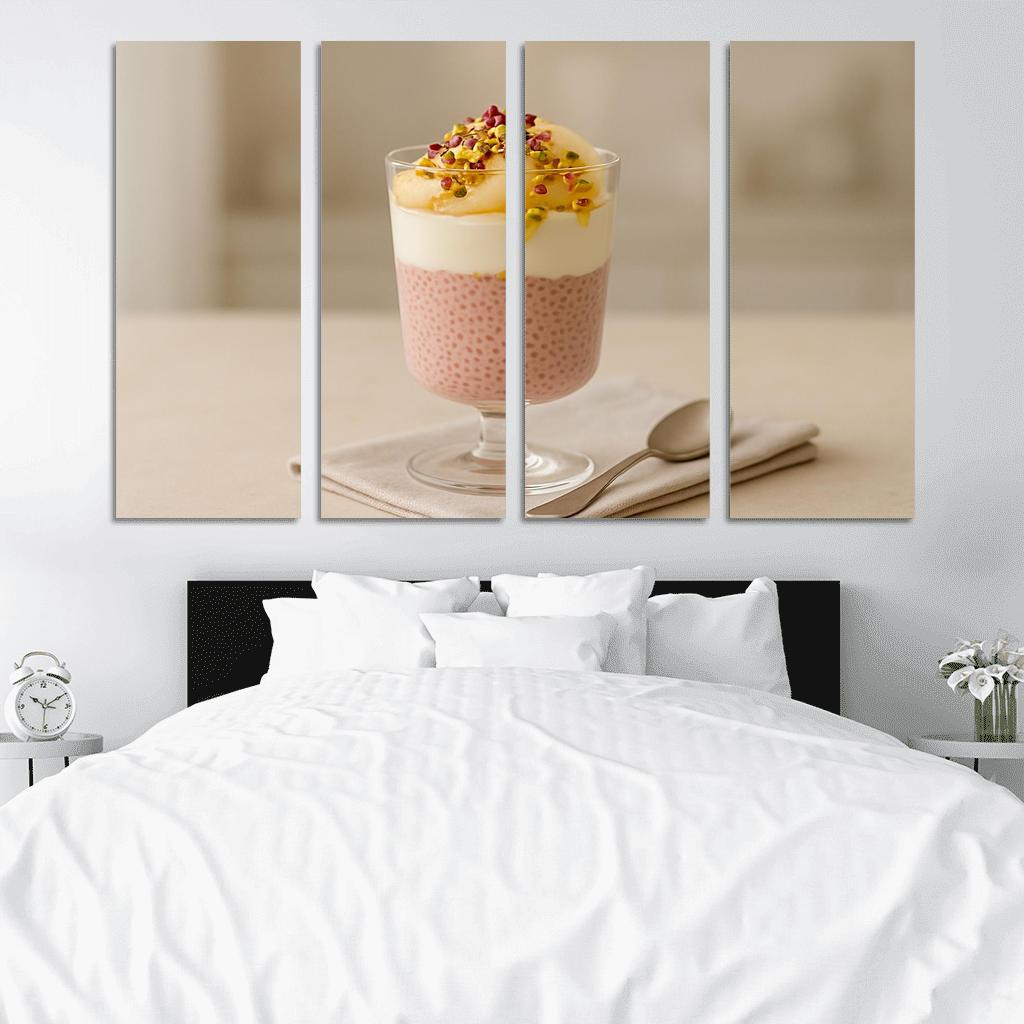 Rose Cardamom Chia Pudding Parfait With Poached Pear And Pistachio Crunch custom paintings frame