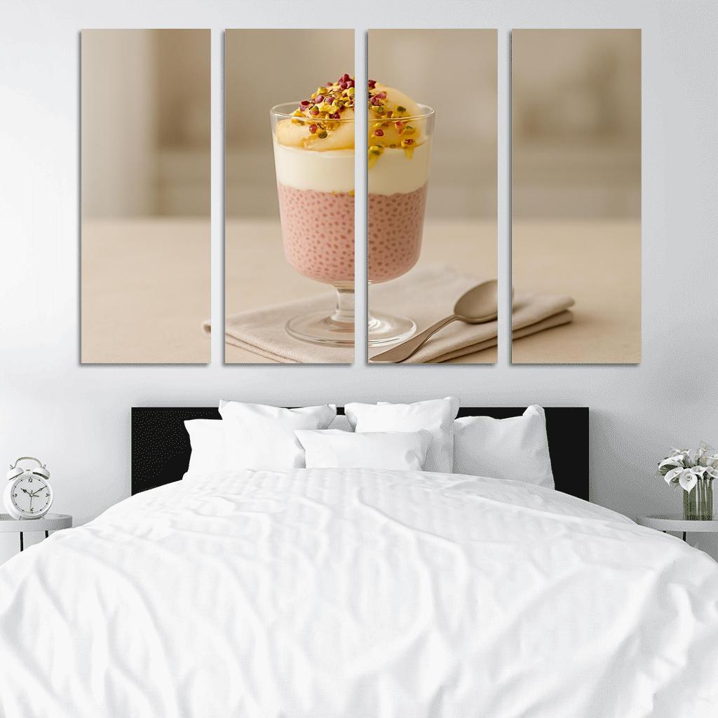 Rose Cardamom Chia Pudding Parfait With Poached Pear And Pistachio Crunch custom paintings frame