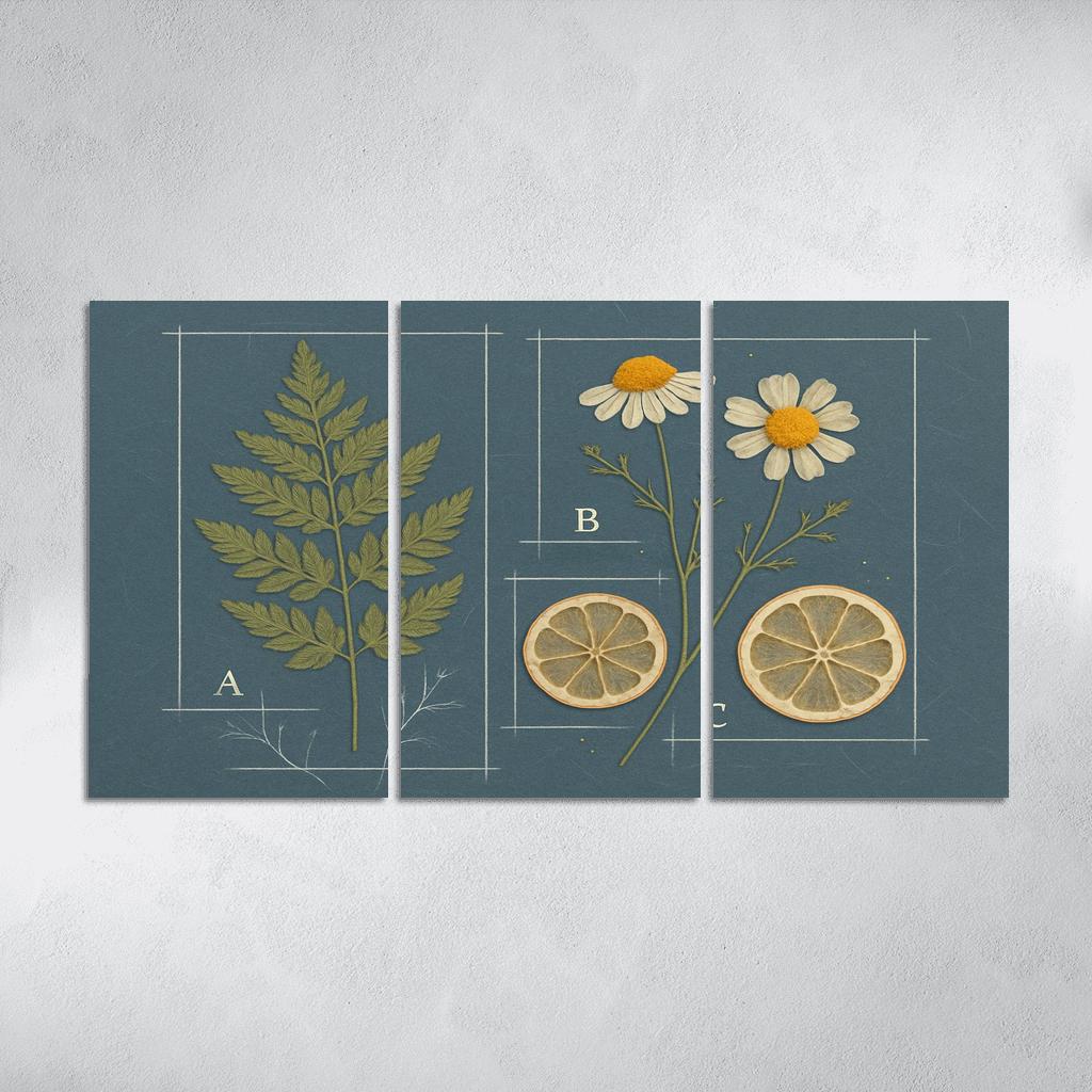 Herbarium Blueprint Collage With Pressed Petals custom paintings frame