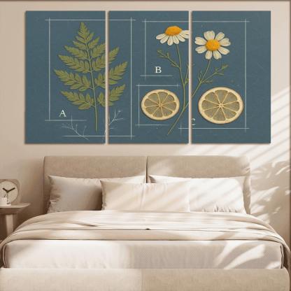 Herbarium Blueprint Collage With Pressed Petals custom paintings frame