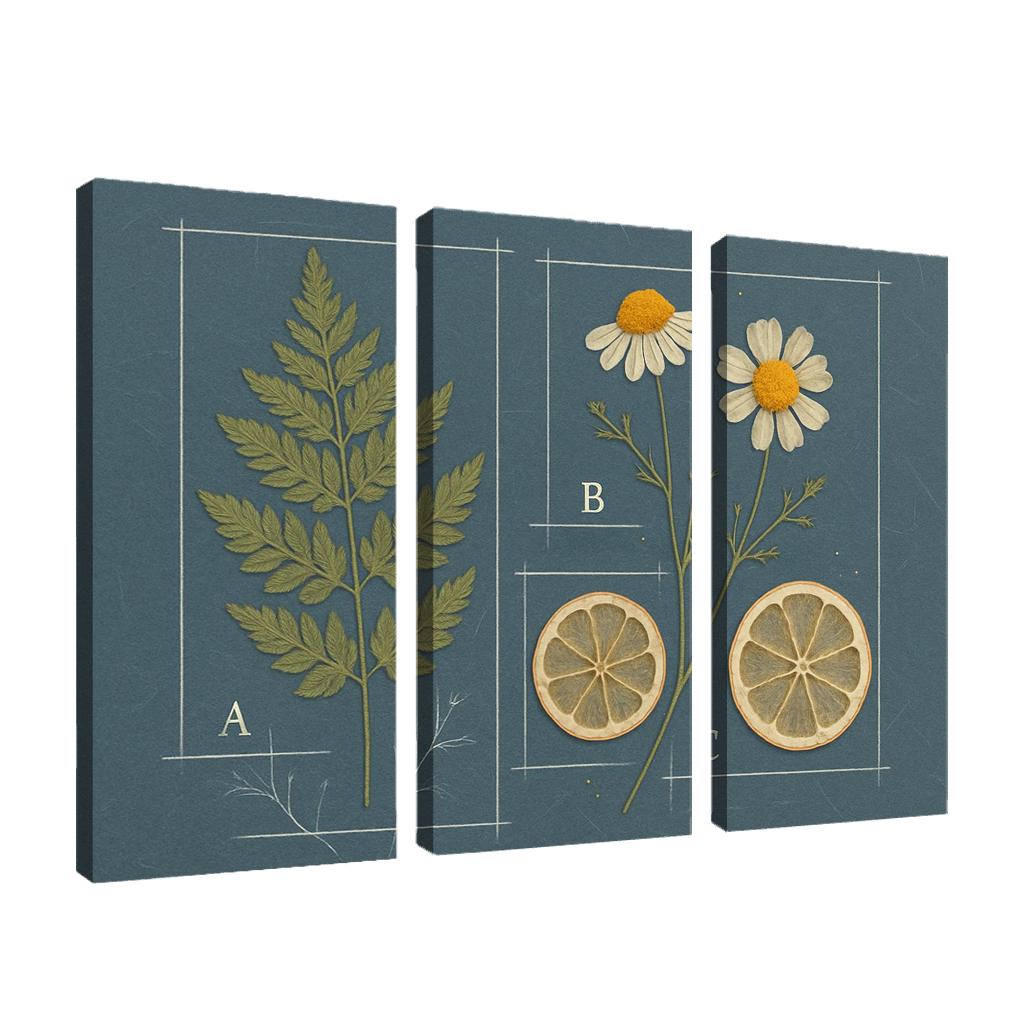 Herbarium Blueprint Collage With Pressed Petals custom paintings frame