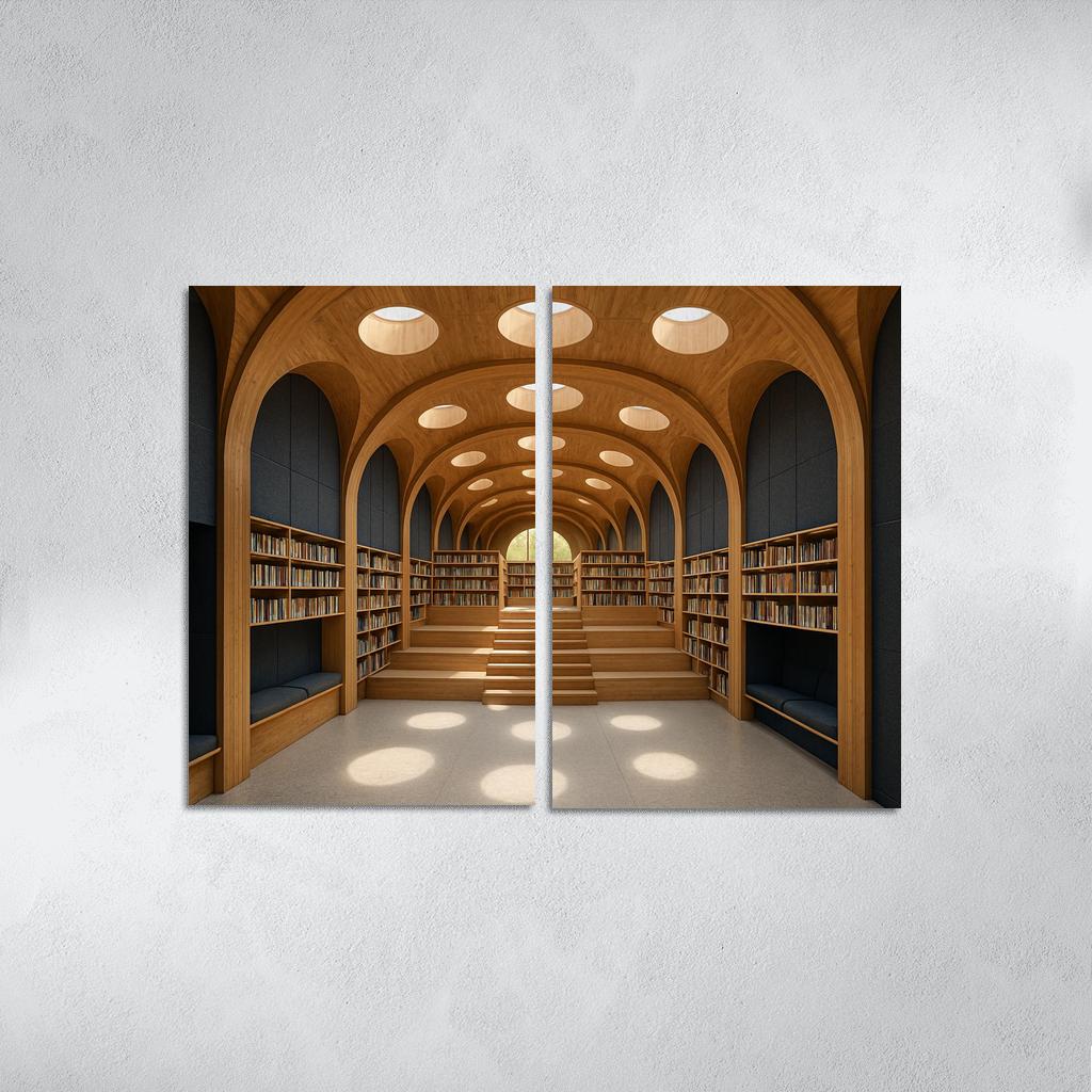 Timber Vault Library With Daylight Constellations decor