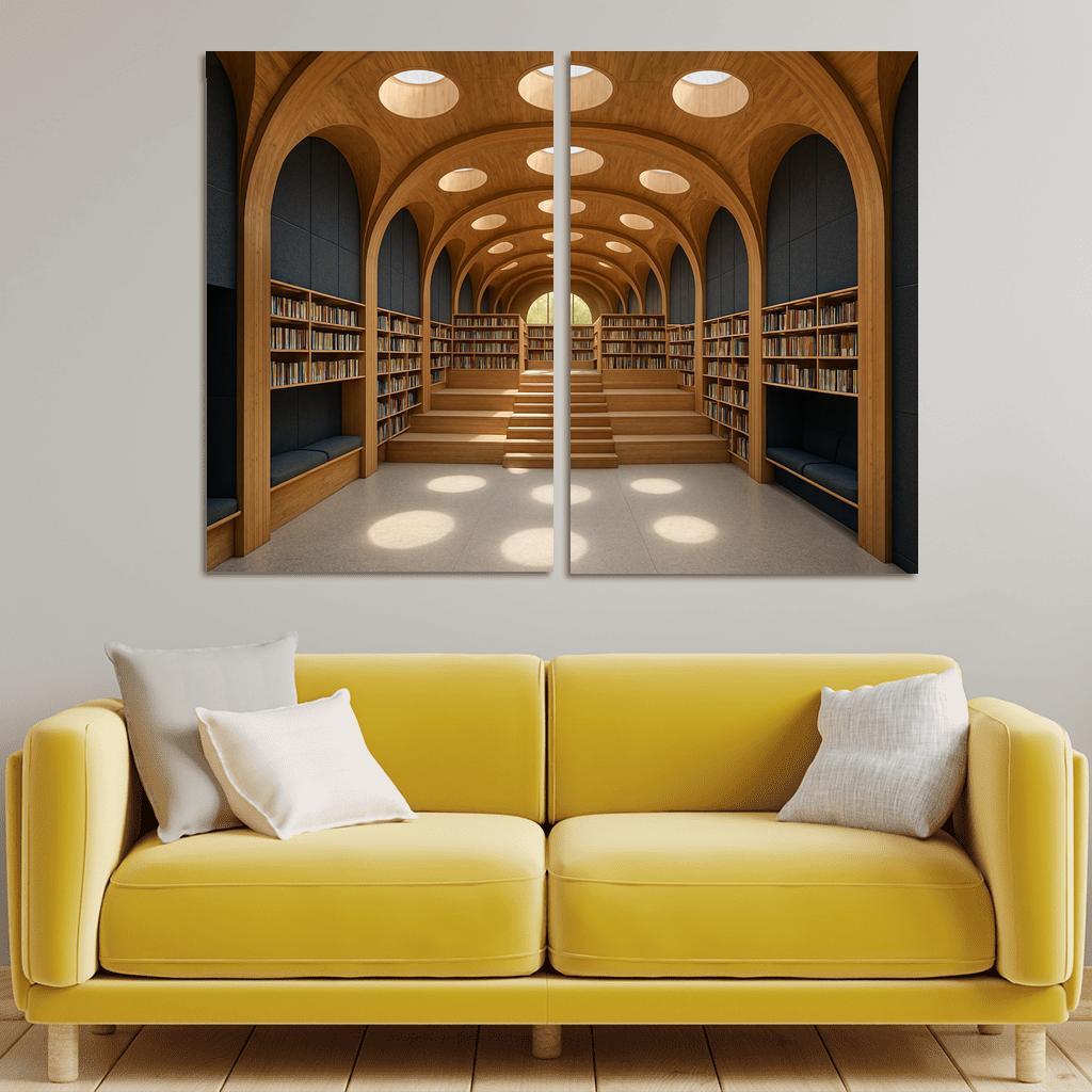 Timber Vault Library With Daylight Constellations decor