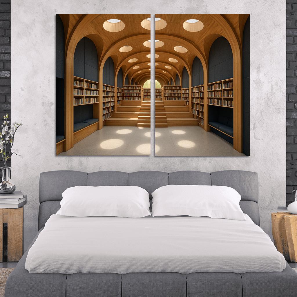 Timber Vault Library With Daylight Constellations decor