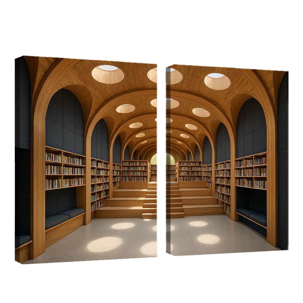Timber Vault Library With Daylight Constellations decor
