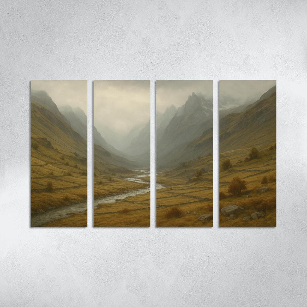 Autumn Mist Over A Terraced Alpine Valley oil paintings frame