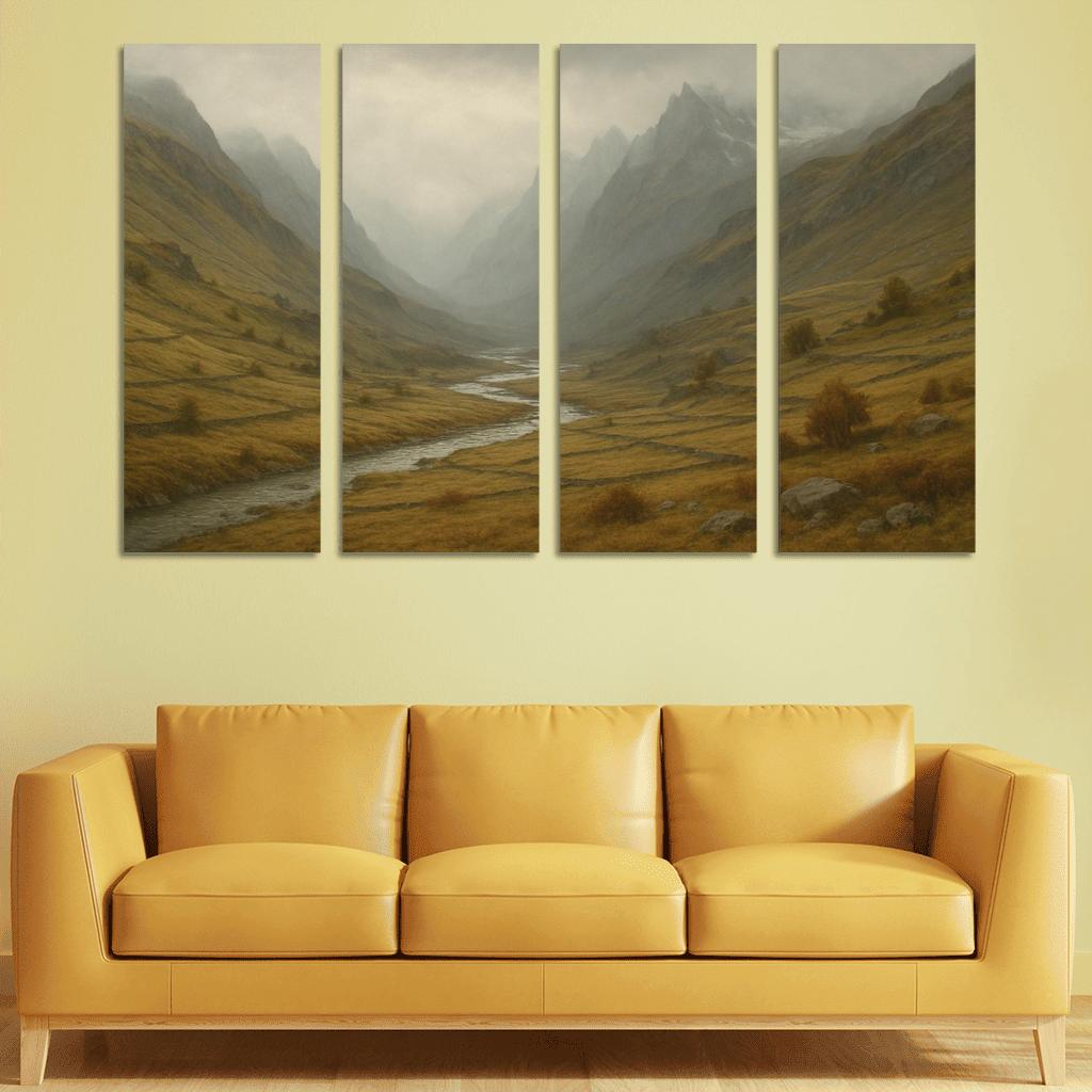 Autumn Mist Over A Terraced Alpine Valley oil paintings frame