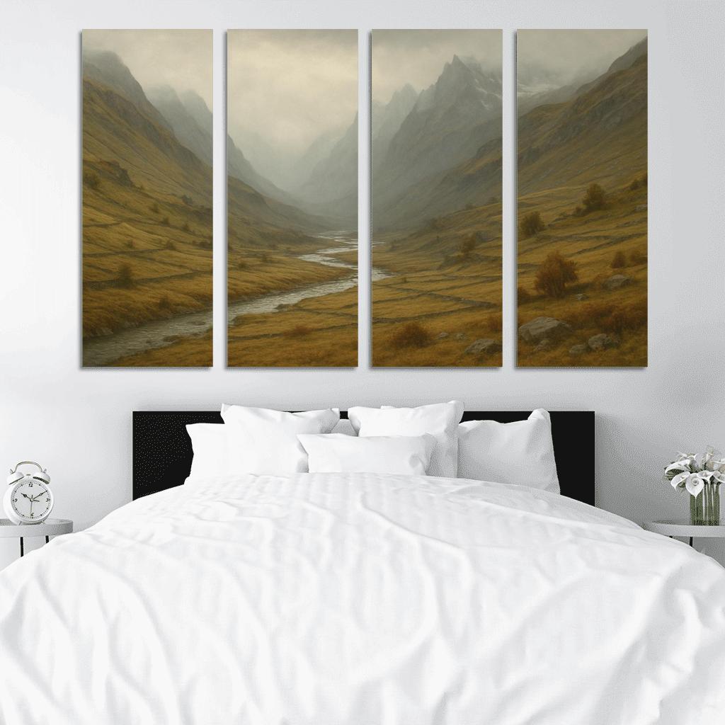 Autumn Mist Over A Terraced Alpine Valley oil paintings frame