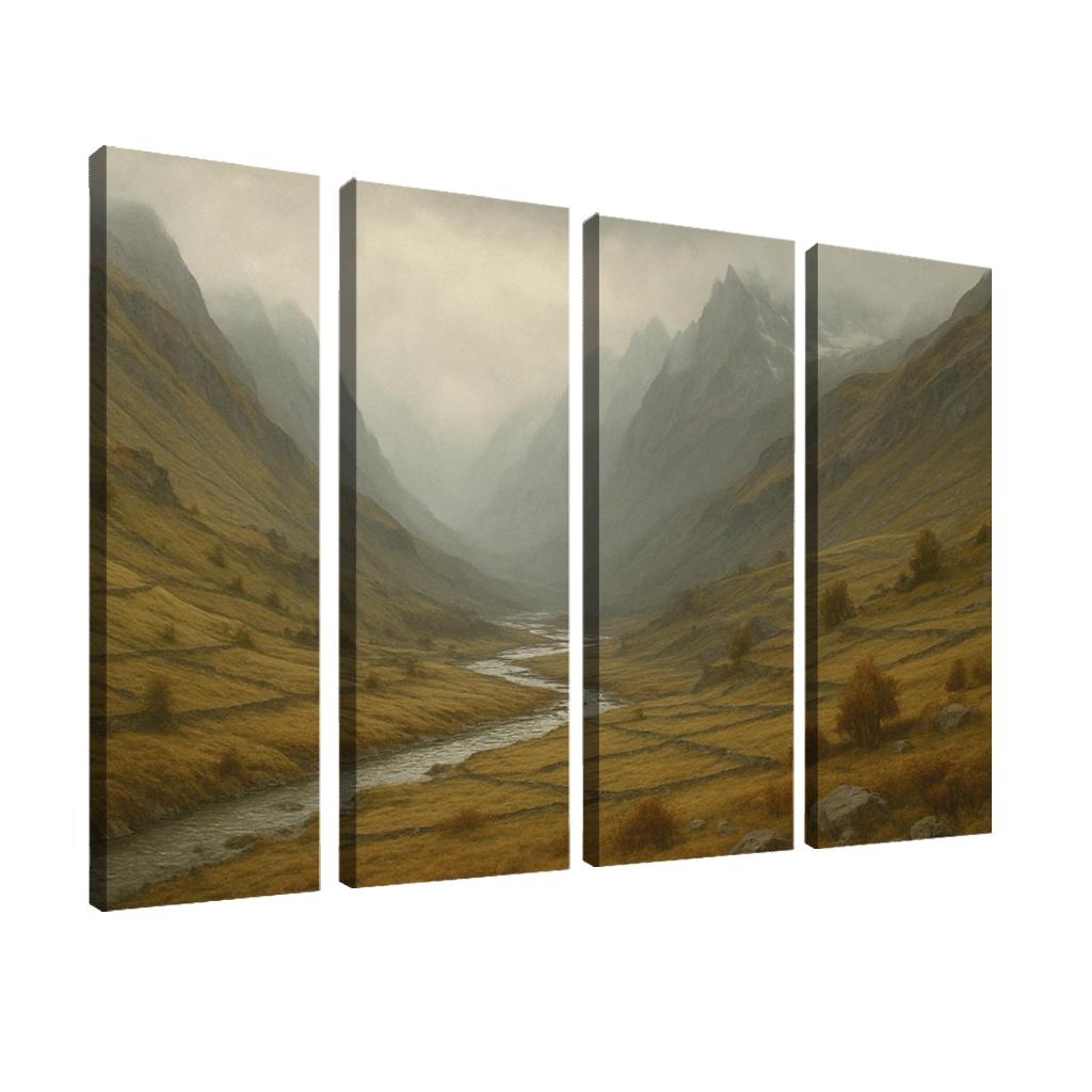 Autumn Mist Over A Terraced Alpine Valley oil paintings frame