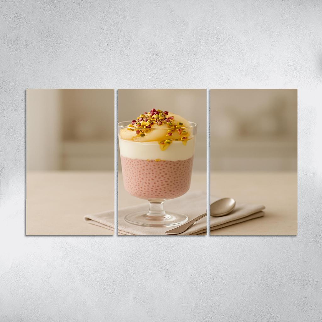 Rose Cardamom Chia Pudding Parfait With Poached Pear And Pistachio Crunch custom paintings frame