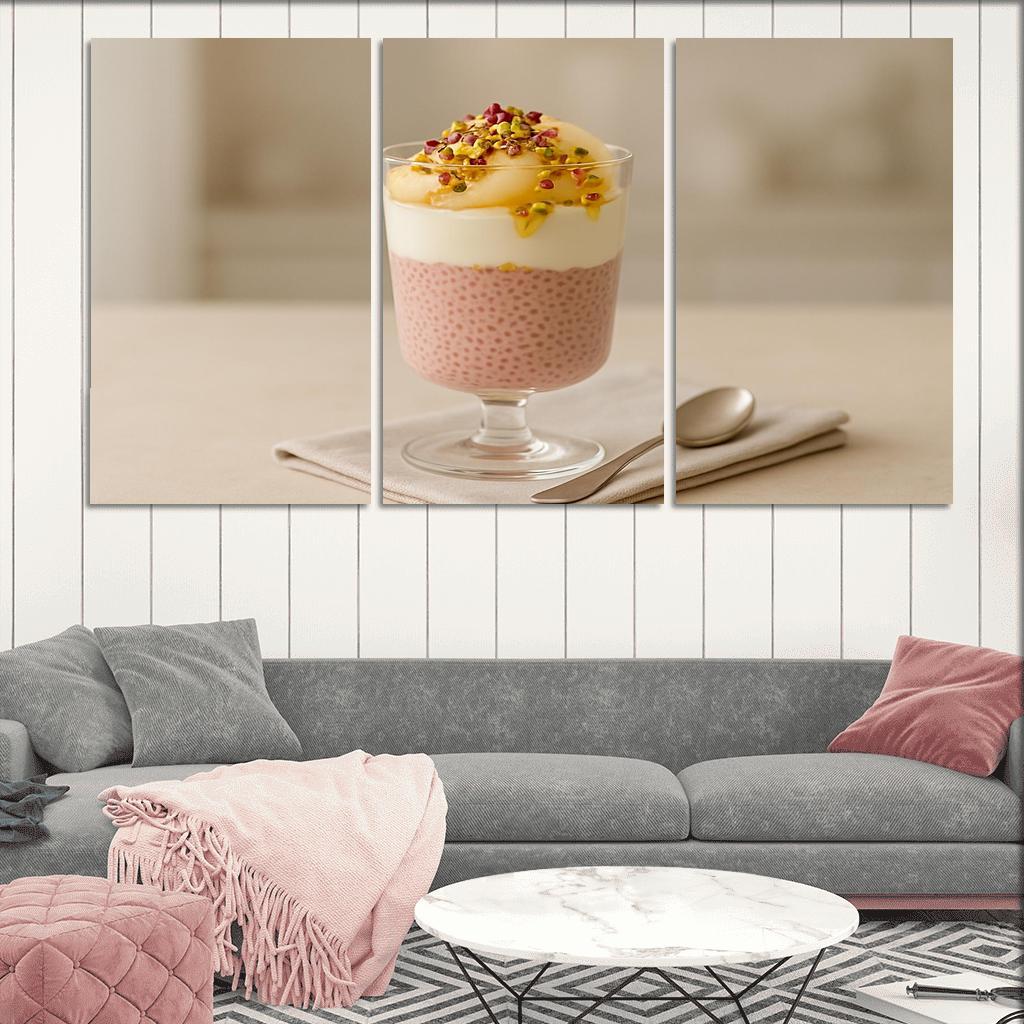 Rose Cardamom Chia Pudding Parfait With Poached Pear And Pistachio Crunch custom paintings frame