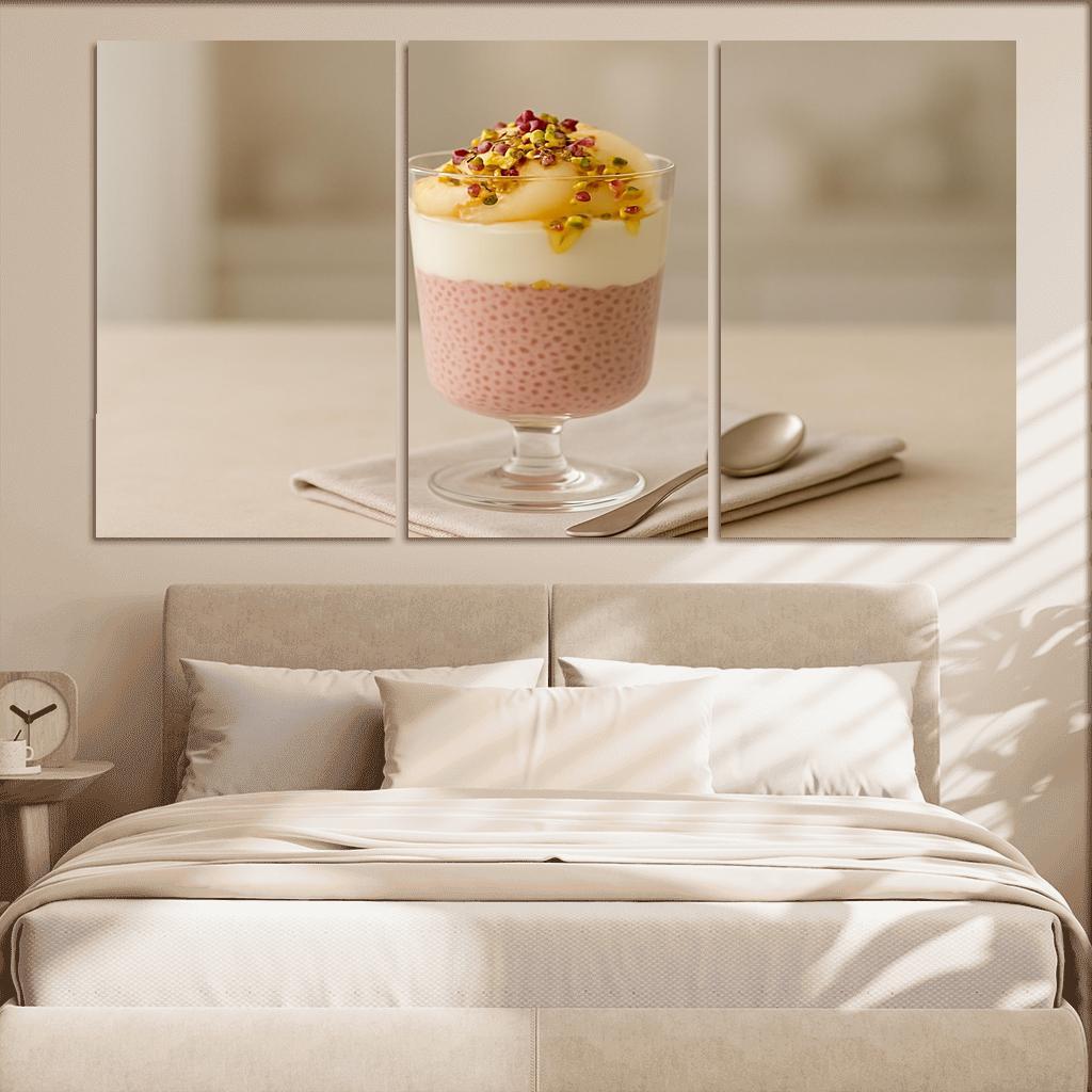 Rose Cardamom Chia Pudding Parfait With Poached Pear And Pistachio Crunch custom paintings frame
