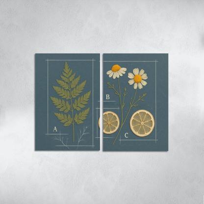 Herbarium Blueprint Collage With Pressed Petals custom paintings frame