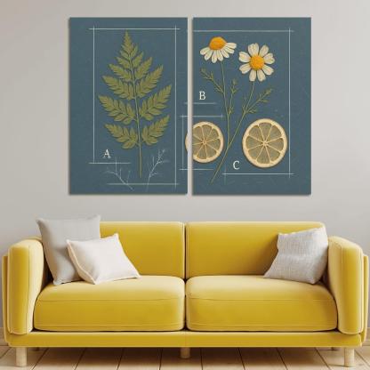 Herbarium Blueprint Collage With Pressed Petals custom paintings frame