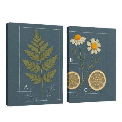 Herbarium Blueprint Collage With Pressed Petals custom paintings frame