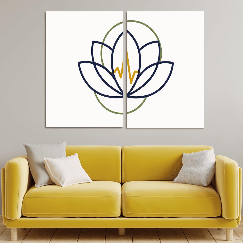 Botanical Pulse Geometry multi-panel paintings