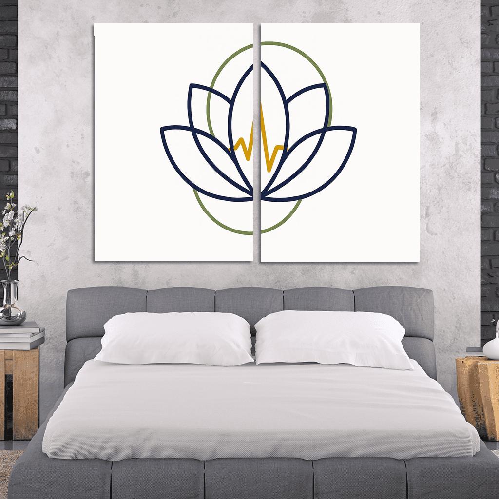Botanical Pulse Geometry multi-panel paintings