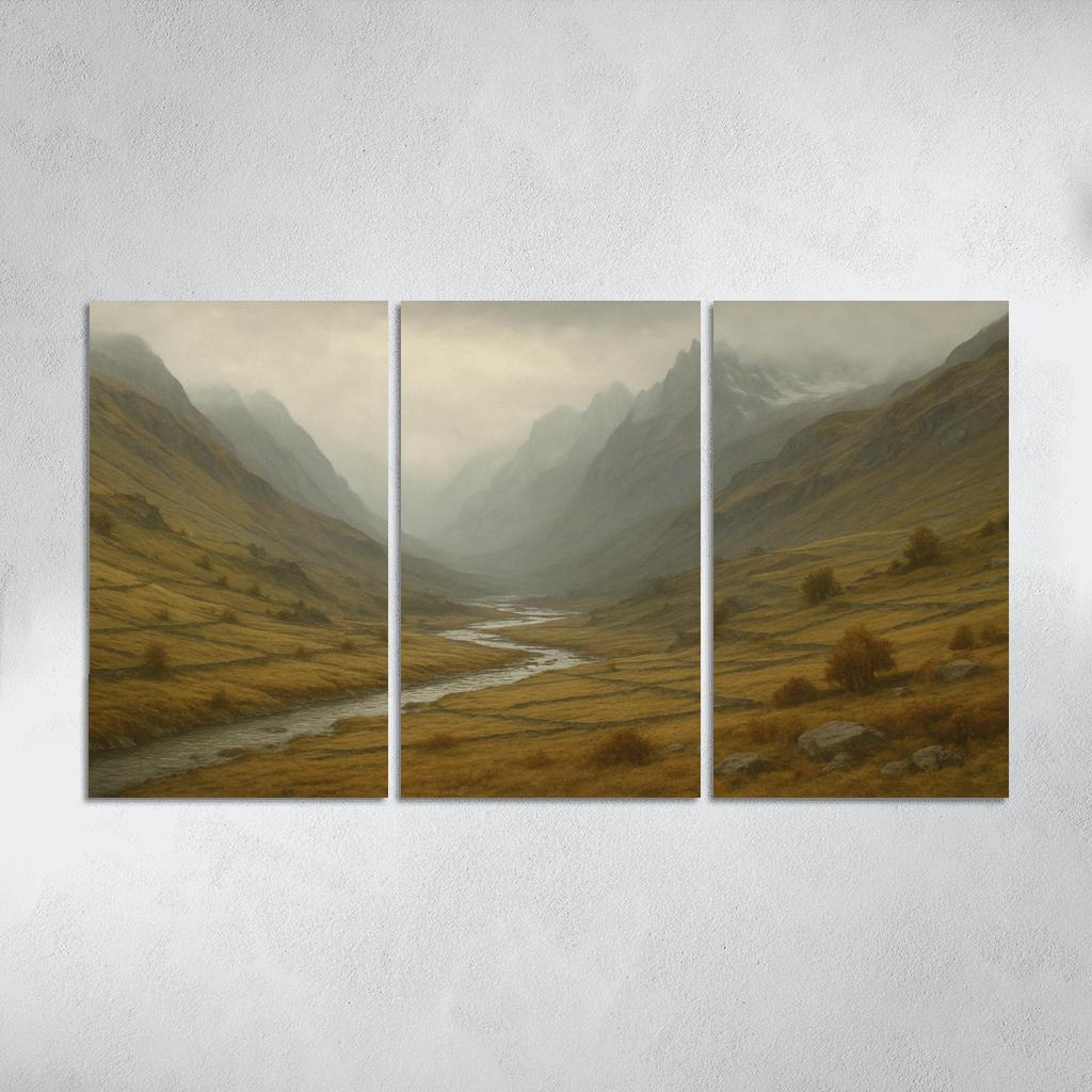 Autumn Mist Over A Terraced Alpine Valley oil paintings frame