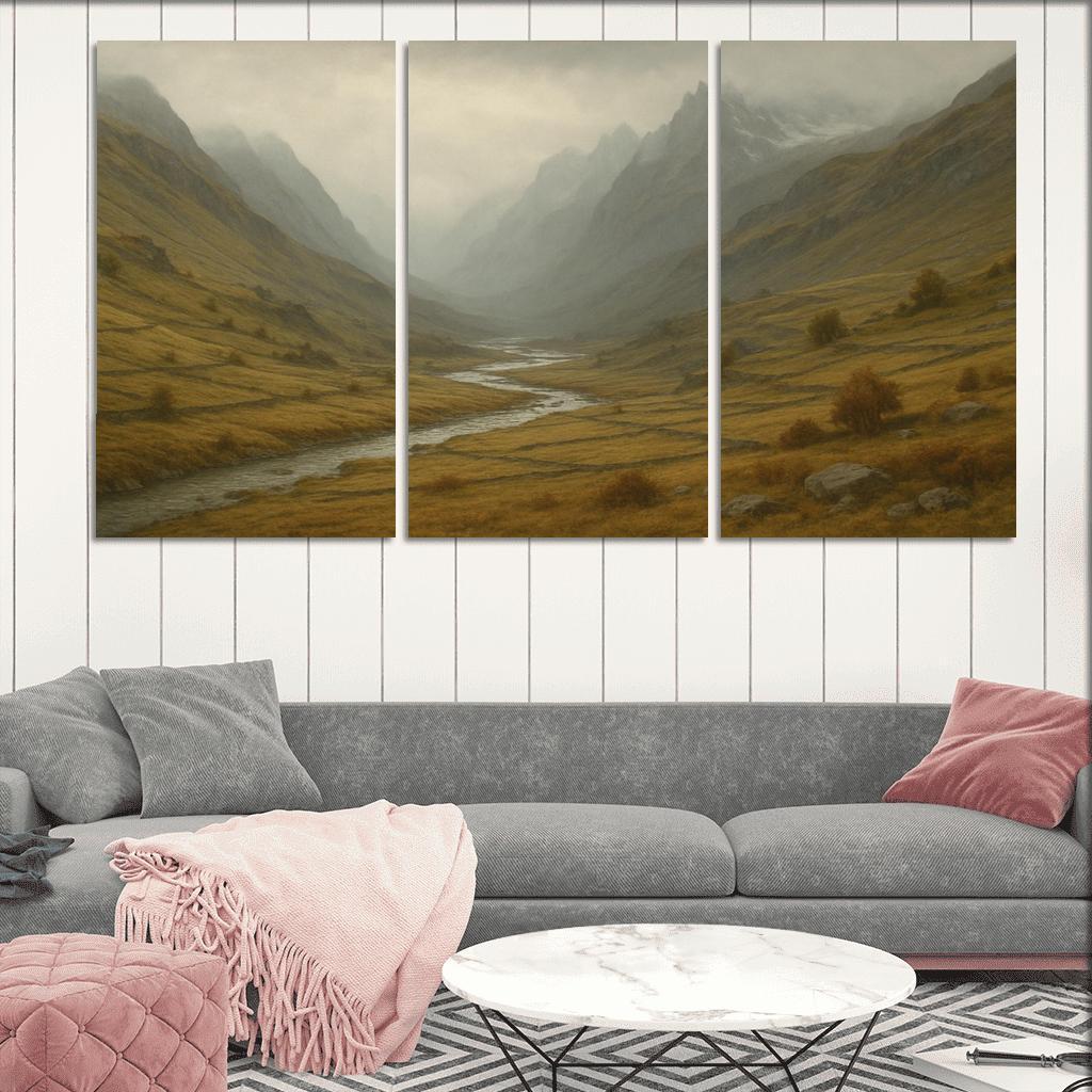 Autumn Mist Over A Terraced Alpine Valley oil paintings frame