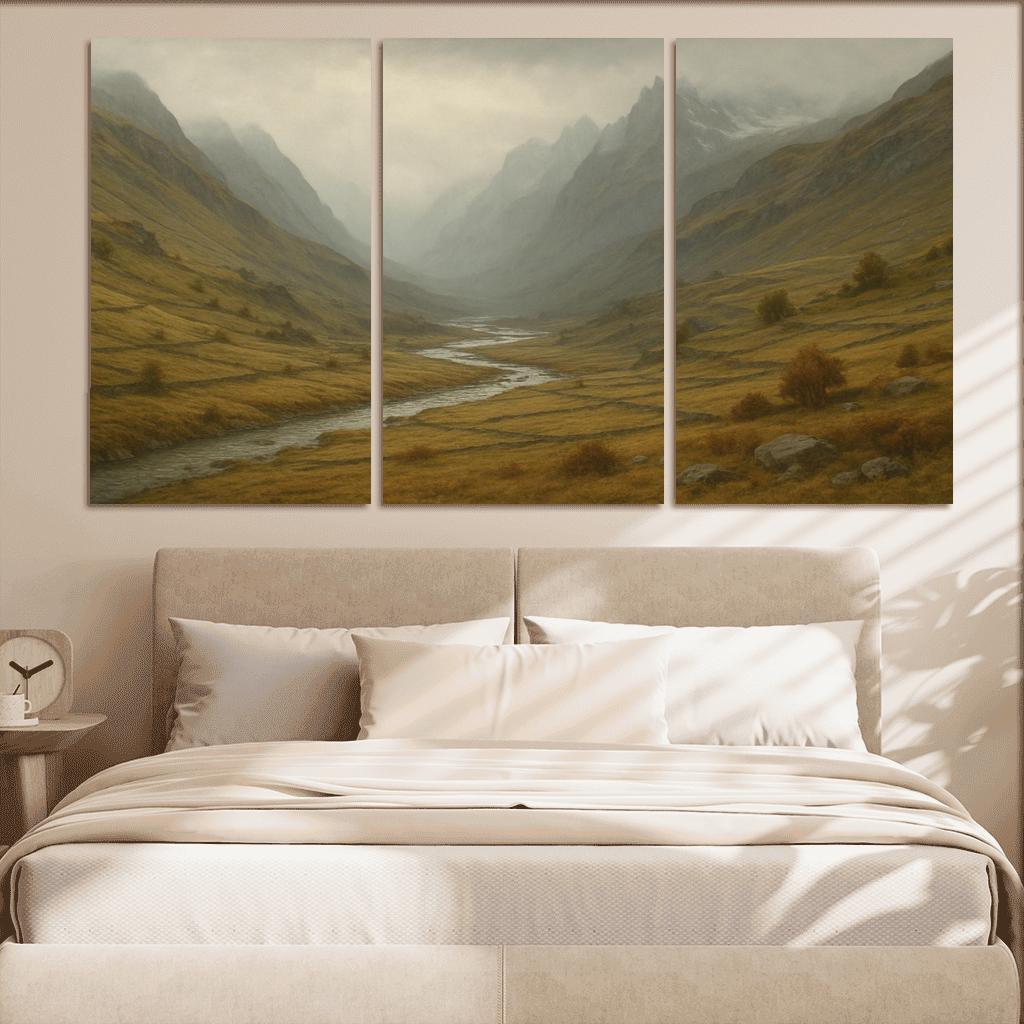 Autumn Mist Over A Terraced Alpine Valley oil paintings frame