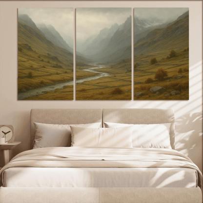 Autumn Mist Over A Terraced Alpine Valley oil paintings frame