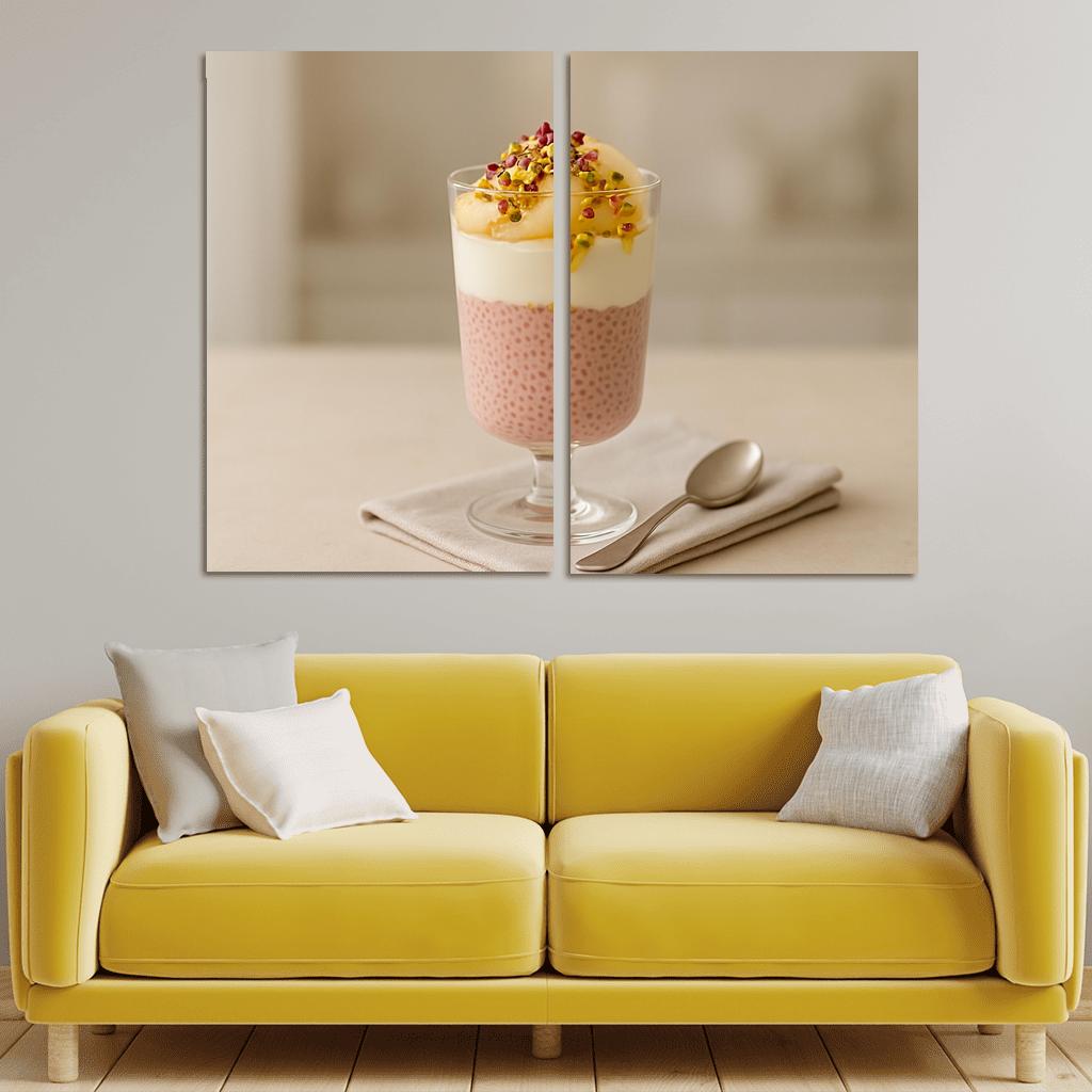 Rose Cardamom Chia Pudding Parfait With Poached Pear And Pistachio Crunch custom paintings frame