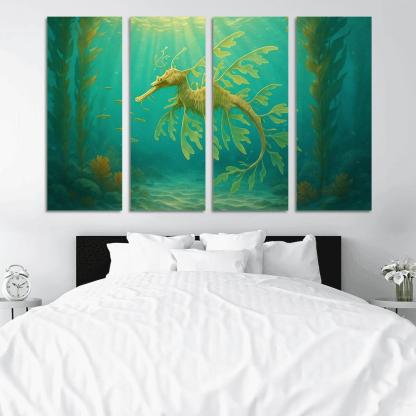 The Luminous Leafy Seadragon Drifting Through Kelp Forest multi-panel paintings