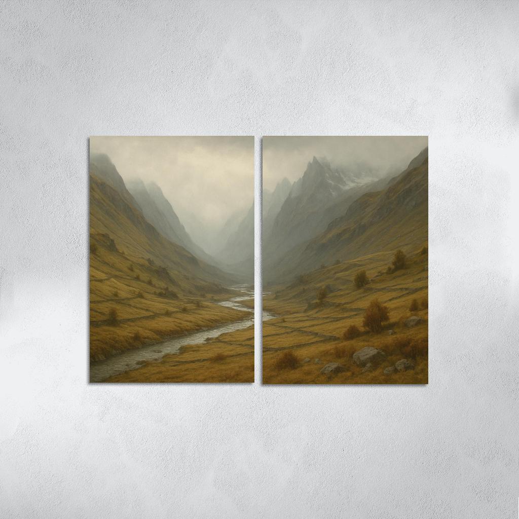 Autumn Mist Over A Terraced Alpine Valley oil paintings frame