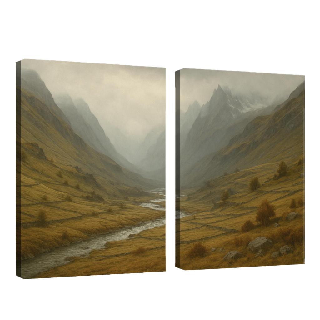 Autumn Mist Over A Terraced Alpine Valley oil paintings frame