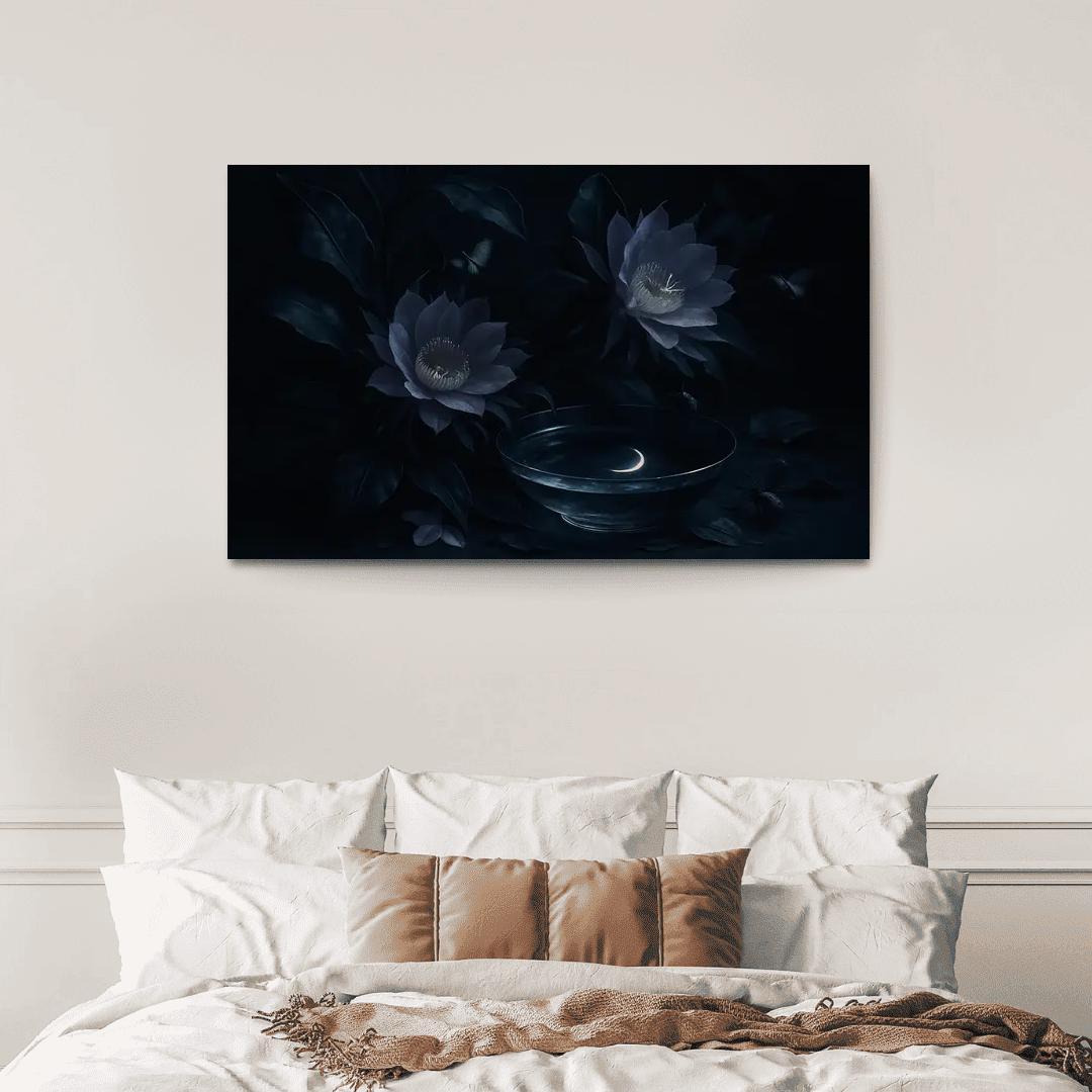 Nocturnal Botanica With Moonlit Pollinators canvas paintings frame